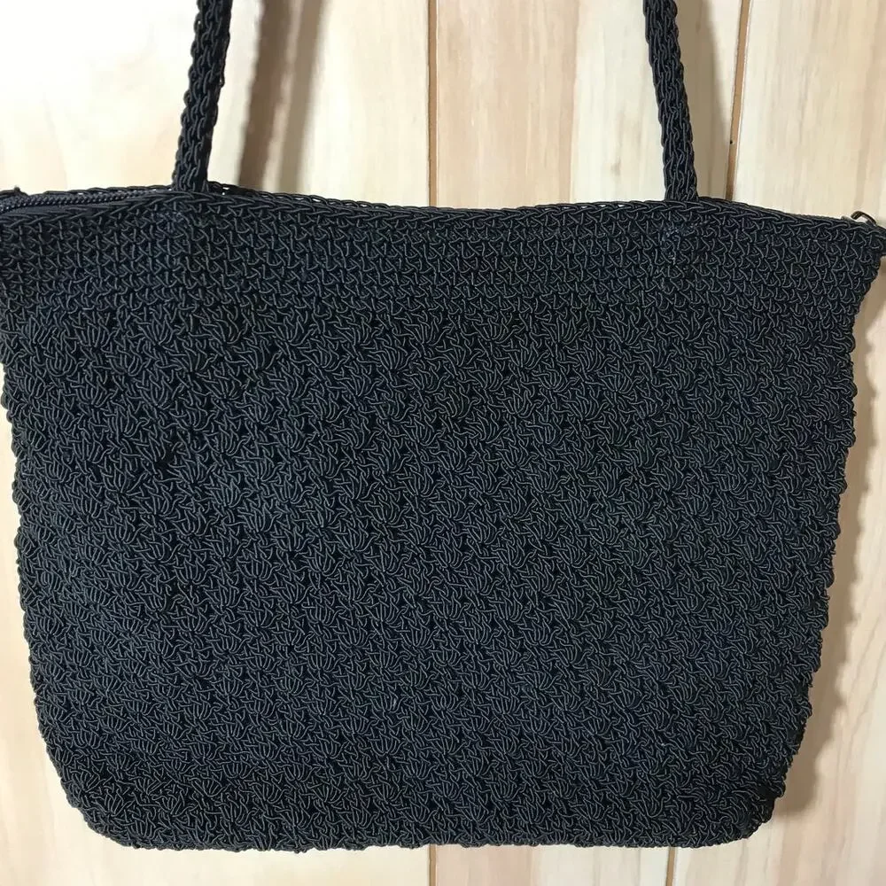 Chateau Vintage Black Knitted Satchel Bag